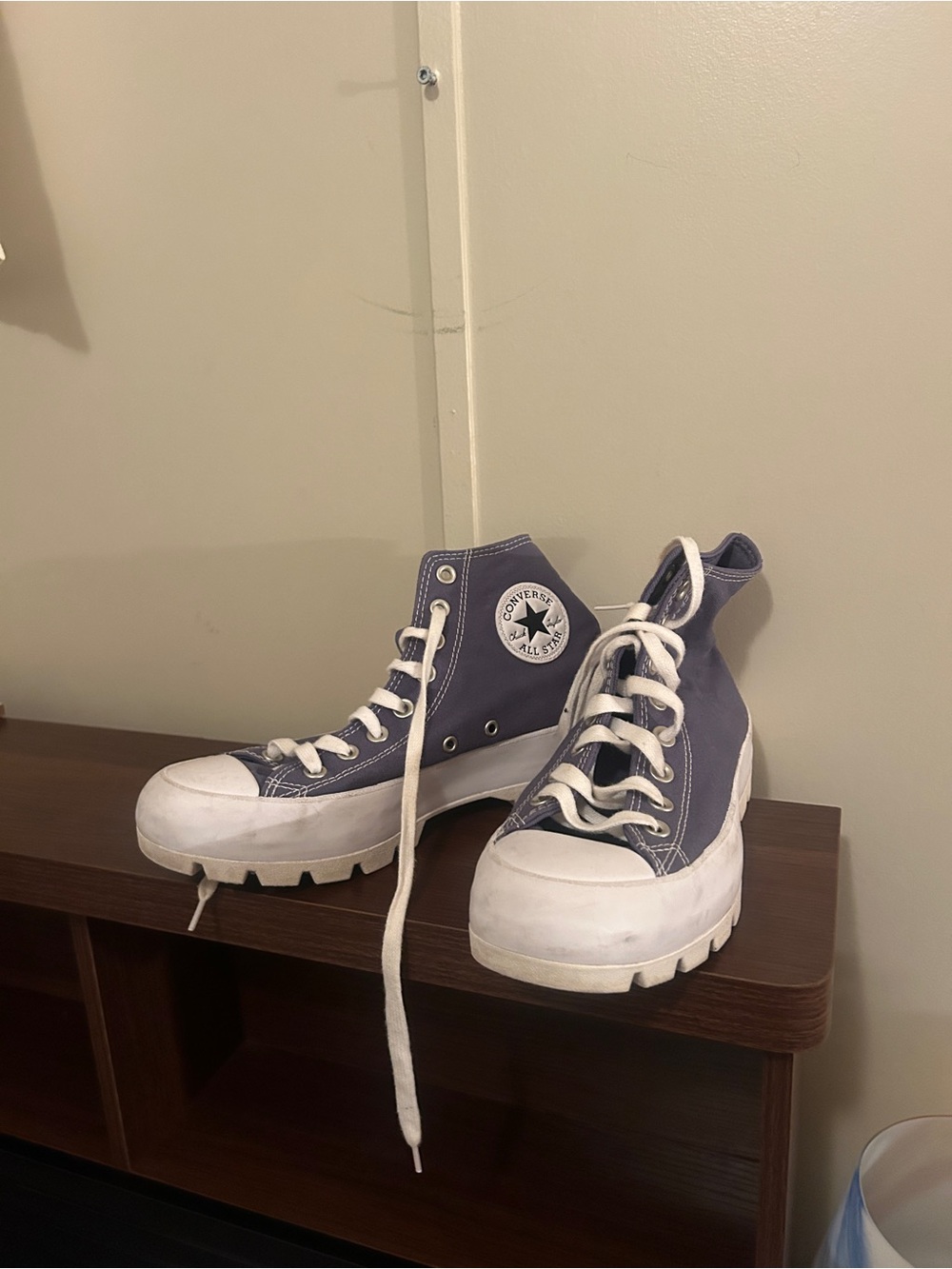 Converse High Top Platform Sneakers - Dusty grey and White